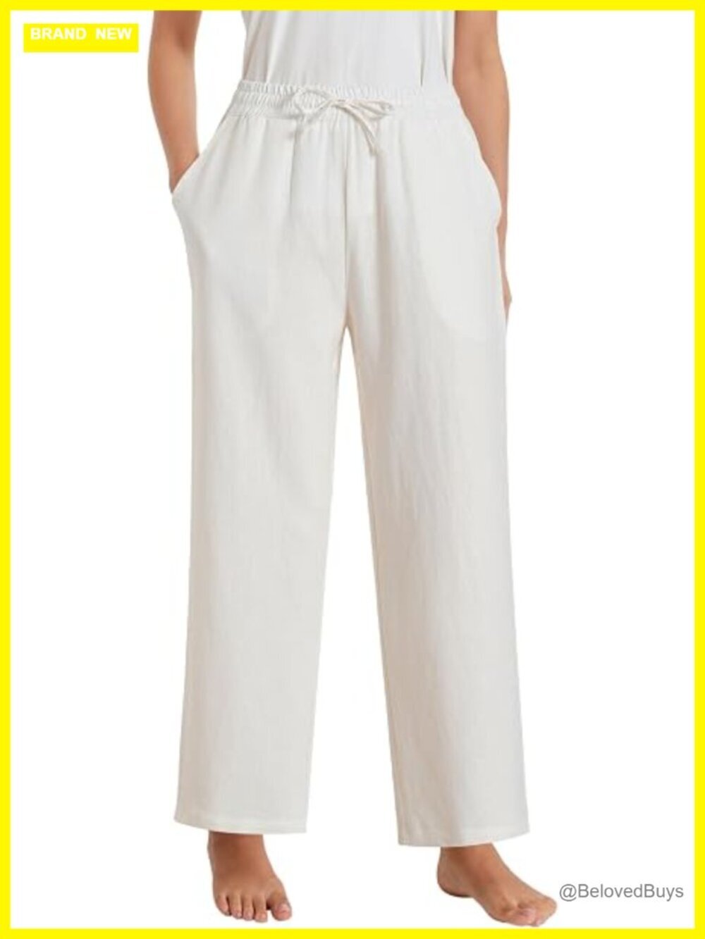 Petite Linen Wide Leg Lounge Pants with Pockets